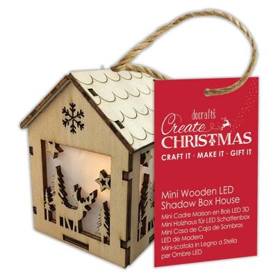 Papermania Mini Wooden LED Shadow Box House - Winter Stag